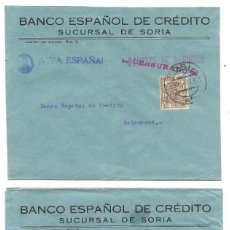 Sellos: 1937 LOTE 2 CARTAS CENSURA SORIA GUERRA CIVIL. FRANQUEO SELLO ESPECIAL MÓVIL. Lote 311865998