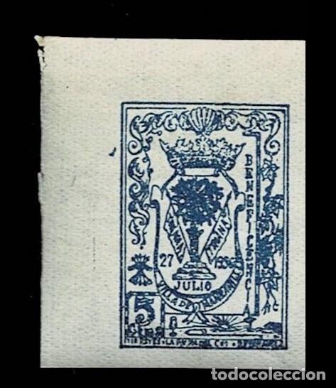 Briefmarken: Guerra Civil MANZANILLA - BENEFICENCIA Fesofi n&ordm; 7 Valor 5 cts Color AZUL SIN DENTAR sin fijasellos