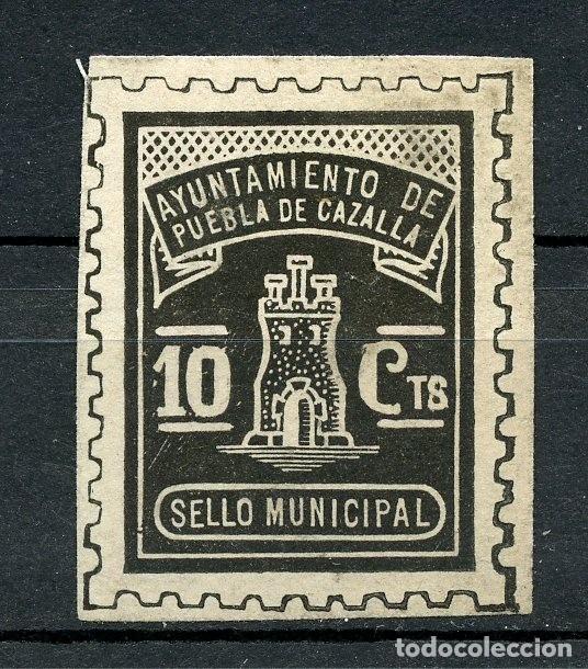 Selos: PUEBLA DE CAZALLA (SEVILLA). GUERRA CIVIL. TIPO EDIFIL N&ordm; 1. PRUEBA NEGRA DE 10 CTS.