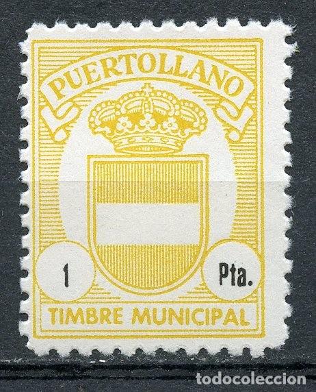 Briefmarken: PUERTOLLANO (CIUDAD REAL). SELLO MUNICIPAL DE 1 PTA. AMARILLO Y NEGRO