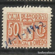 Sellos: 2826-SELLO FISCAL LOCAL CORPORATIVO 1939-42.CAJA AHORROS PROVINCIAL OVIEDO,ASTURIAS,RAROS.SPAIN REVE