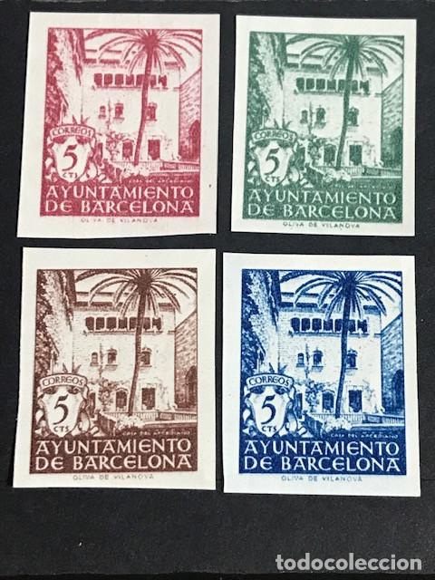 Briefmarken: Edifil 65 66 67 68 sin dentar sellos MNH Ayuntamiento Barcelona a&ntilde;o 1945 Casa Arcediano