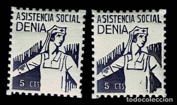 Briefmarken: GG Guerra Civil DENIA Fesofi n&ordm; 40 Variedad PARCIALMENTE CALCADO Valor 5 cts Color AZUL Sin fijasel