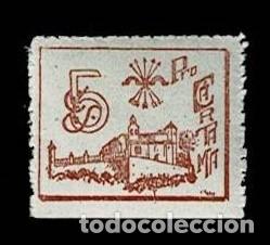 Briefmarken: V1-27 Guerra Civil CARTAMA Fesofi n&ordm; 5 PAPEL BLANCO (Impreso CON GOMA) Valor 5 cts Color CASTA&Ntilde;O Sin