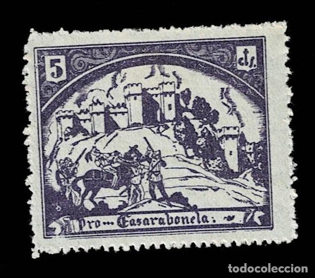 Briefmarken: Guerra Civil CASARABONELA Fesofi n&ordm; 2 COLOR VIOLETA Valor 5 cts con fijasellos VER