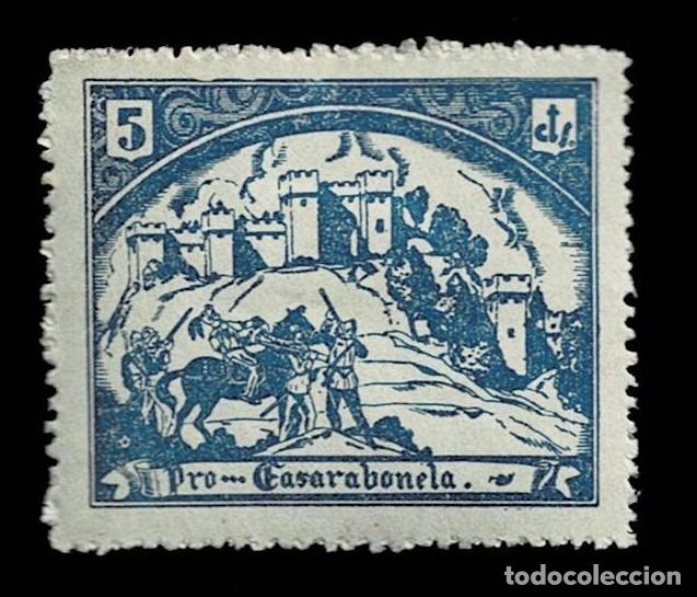 Briefmarken: Guerra Civil CASARABONELA Fesofi n&ordm; 1 COLOR AZUL Valor 5 cts Con fijasellos VER