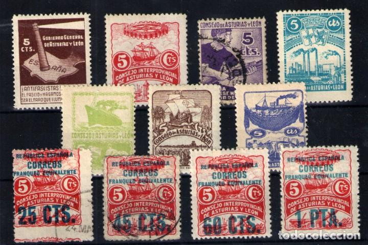 Briefmarken: Espa&ntilde;a (Asturias y Le&oacute;n) n&ordm; 1/7, 8/11. A&ntilde;o 1936/37