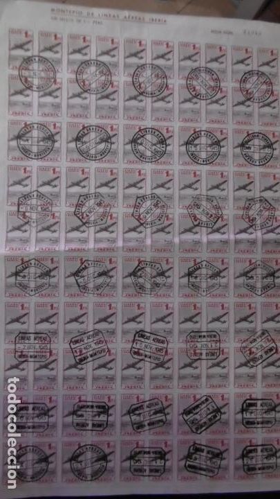 Briefmarken: Pliego hoja completa Montepio lineas aereas Iberia 1 peseta rojo