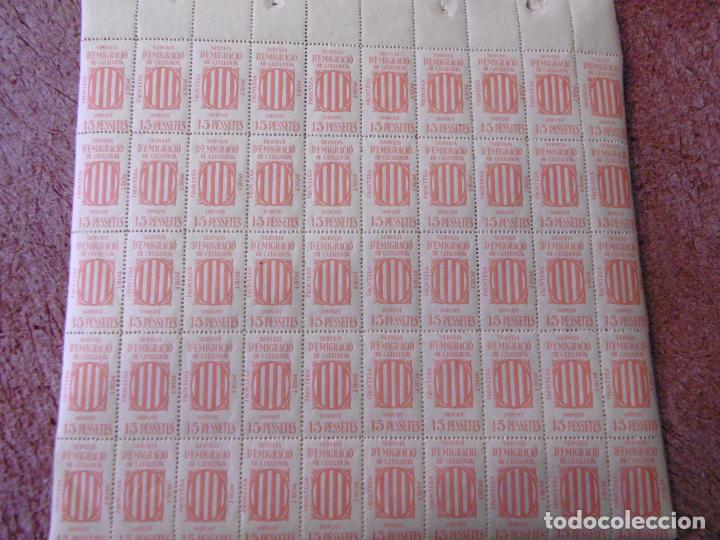 Selos: Pliego hoja completa 50 sellos Generalitat Catalunya impuestos de frontera 15 pesetas