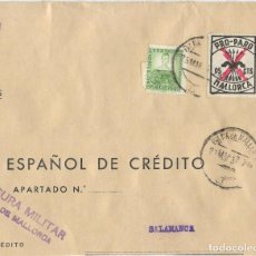 Sellos: 1937 CARTA CENSURA PALMA DE MALLORCA GUERRA CIVIL SELLO REPÚBLICA + VIÑETA PRO-PARO 5CTS. Lote 327340023