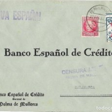Sellos: 1937 CARTA CENSURA PALMA DE MALLORCA GUERRA CIVIL SELLO REPÚBLICA + VIÑETA PRO-PARO 5CTS. Lote 327340383