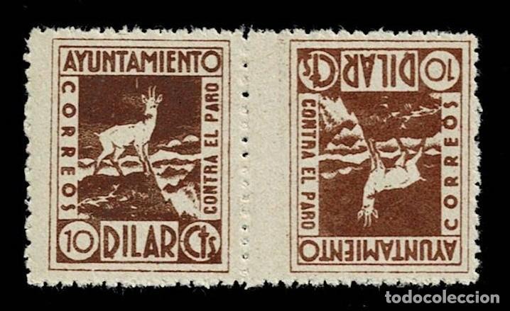 Selos: Guerra Civil DILAR Contra el Paro CABRA MONTES Fesofi n&ordm; 5 Pareja CAPICUA Valor 10 cts color CASTA&Ntilde;O