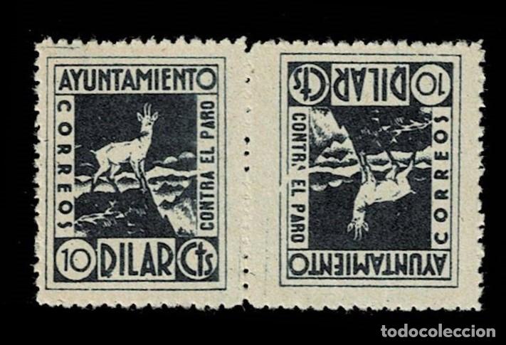 Selos: Guerra Civil DILAR Contra el Paro CABRA MONTES Fesofi n&ordm; 10 Pareja CAPICUA Valor 10 cts Color AZUL O