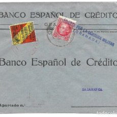 Sellos: 1937 CARTA CENSURA GRANADA GUERRA CIVIL. SELLO REPUBLICA + FRANQUEO OBLIGATORIO