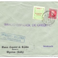 Sellos: 1937 (ENE) CARTA CENSURA ALGECIRAS (CÁDIZ). GUERRA CIVIL. SELLO REPÚBÚBLICA + TASA SELLO PROVINCIAL. Lote 328353388
