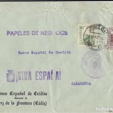 Sellos: 1937 CARTA CENSURA JEREZ (CÁDIZ). GUERRA CIVIL. CID + TASA SELLO DIPUTACIÓN PROVINCIAL