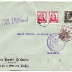 Sellos: 1937 CARTA CENSURA JEREZ (CÁDIZ). GUERRA CIVIL. SELLOS REPÚBÚBLICA + TASA SELLO PROVINCIAL. Lote 328354988