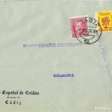 Sellos: 1937 CARTA CENSURA CÁDIZ. GUERRA CIVIL SELLO REPÚBÚBLICA + TASA SELLO COMEDORES