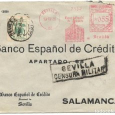 Sellos: 1936 (DIC) SEVILLA CENSURA MATSELLOS RODILLO - FRANQUEO MECÁNICO 55 C.+ 5C. PRO SEVILLA. Lote 329312518