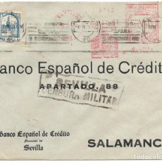 Sellos: 1937 (ENE) SEVILLA CENSURA MATSELLOS RODILLO - FRANQUEO MECÁNICO 50 C.+ 5C. PRO SEVILLA. Lote 329312698
