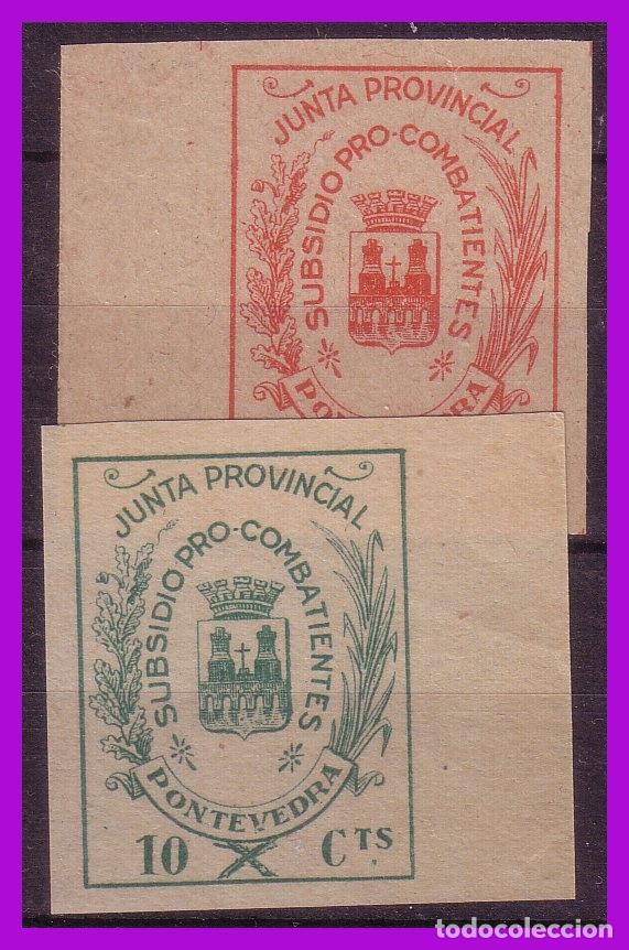 Francobolli: Sello local, Guerra Civil, Pontevedra, Fesofi n&ordm; 6 y 7 (*) lujo