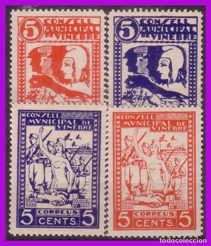 Briefmarken: Guerra Civil, Sellos locales, Tarragona, VINEBRE, Fesofi n&ordm; 9 a 12 * *