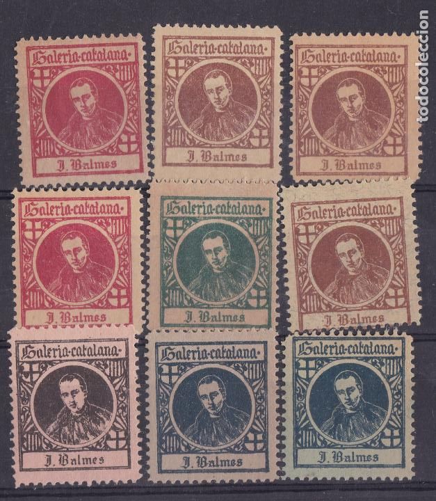 Briefmarken: FC4-45- Vi&ntilde;etas GALERIA Catalana J. BALMES x 9 Colores * Con se&ntilde;al de fijasellos