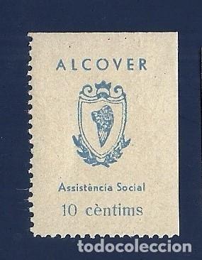 Briefmarken: V1-1 Guerra Civil ALCOVER (Tarragona) Fesofi n&ordm; 5 Valor 10 cts Color AZUL CLARO fijasellos.