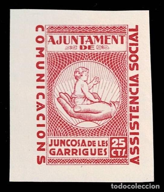 Briefmarken: 0160 Guerra Civil JUNCOSA DE LES GARRIGUES LES GARRIGUES Fesofi n&ordm; 3s SIN DENTAR Valor 25 cts Color