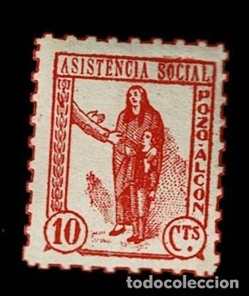 Briefmarken: A6-3 Guerra Civil POZO ALCON Asistencia Social Fesofi n&ordm; 2 Valor 10 cts Color ROJO Sin fijasellos VE