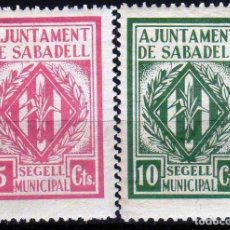 Selos: GIROEXLIBRIS.- AJUNTAMENT DE SABADELL (BARCELONA) SELLOS MUNICIPALES DE 5 Y 10 CTS.. Lote 339041198