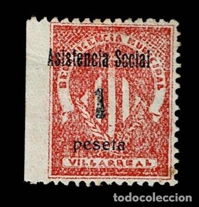 Briefmarken: A6-3 Guerra Civil VILLARREAL DE LOS INFANTES Asistencia Social Fesofi n&ordm; 2 con fijasellos