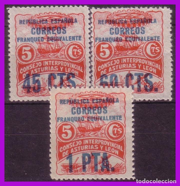 Briefmarken: Guerra Civil, Locales, Oviedo, &Aacute;STURIAS, FESOFI n&ordm; 9 a 11 * *