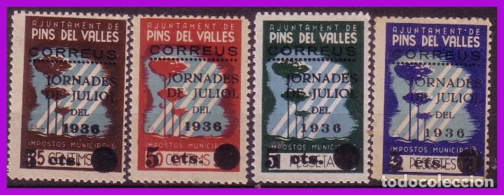 Briefmarken: Guerra Civil, Locales, Pins del Vall&eacute;s, BARCELONA, FESOFI n&ordm; 7 a 10 * *