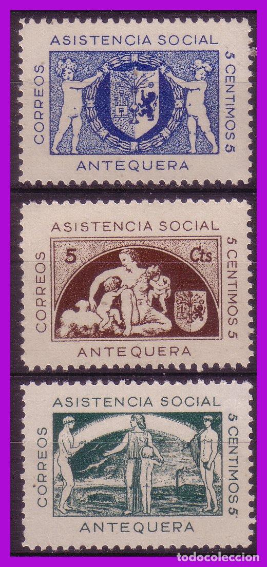 Briefmarken: Guerra Civil, Locales, Antequera, M&Aacute;LAGA, FESOFI N&ordm; 4 a 6 * *
