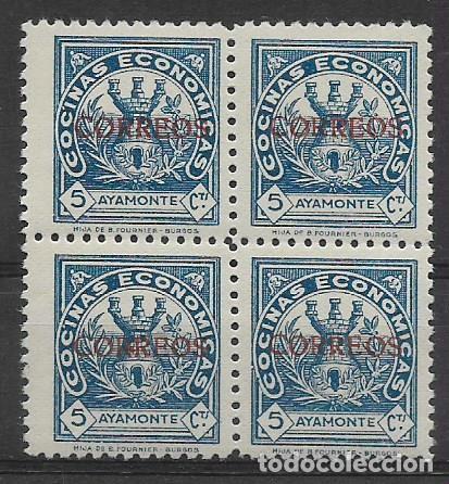 Briefmarken: AYAMONTE.-HUELVA- BLOQUE DE 4 CON SOBRECARGA ROJA-- 5 CTS.- - VER FOTO