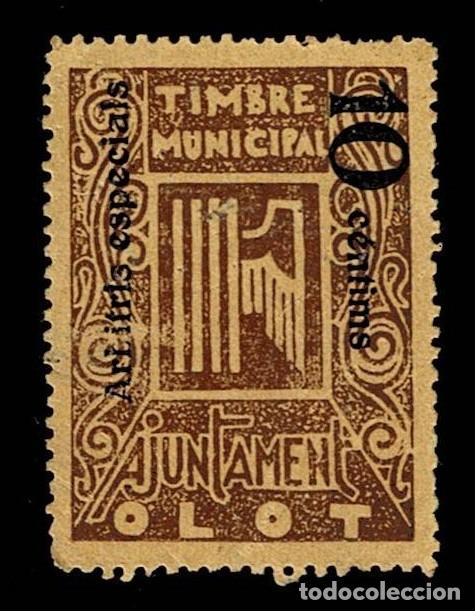 Briefmarken: 0016 Guerra Civil OLOT Timbre Municipal Arbitris Especials 10c Fesofi n&ordm; 7 Valor 10 cts Tama&ntilde;o 25 x