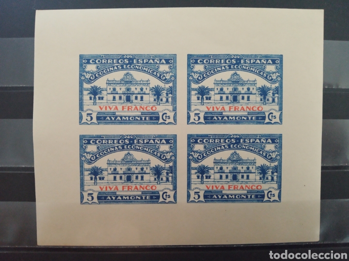 Sellos: Espa&ntilde;a. Locales Ayamonte. Hojita cocinas econ&oacute;micas. Viva Franco. Nueva **