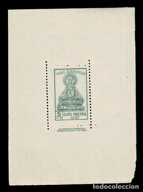 Briefmarken: 0204 Guerra Civil SEGOVIA Fesofi n&ordm; 15 Hojita con VARIEDAD DENTADO SOBRESALIENDO DE LOS BORDES Val