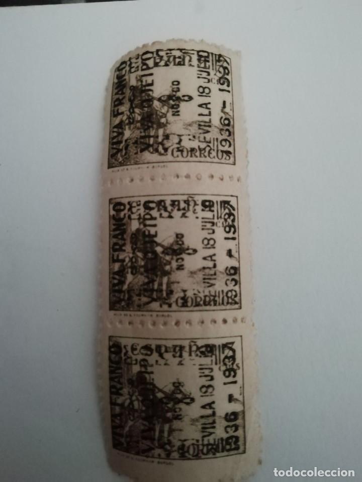 Sellos: 3 sellos triptico Sevilla viva Franco viva queipo 1937 nuevo sin charnela