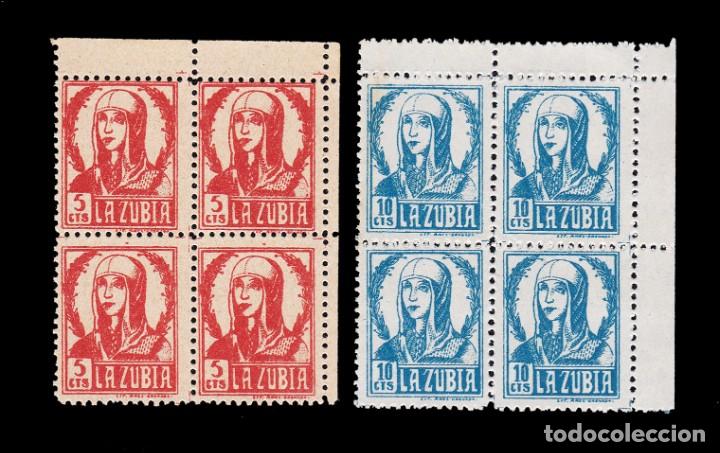 Stamps: *** LA ZUBIA (GRANADA) 5 Y 10 CTS EN BLQ X 4 BORDE DE HOJA. LUJO. ALLEPUZ 4 Y 7 ***
