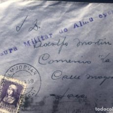 Sellos: CENSURA MILITAR DE ALMUDEVAR ( SOBRE FRANQUEO ALMUDEVAR - FEB 1939 ) GUERRA CIVIL / HUESCA /MUY RARO. Lote 357129355