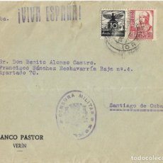 Sellos: 1938 CARTA SOBRE VERIN, ORENSE A CUBA. GUERRA CIVIL. CENSURA AUXILIO DE INVIERNO. Lote 357242545