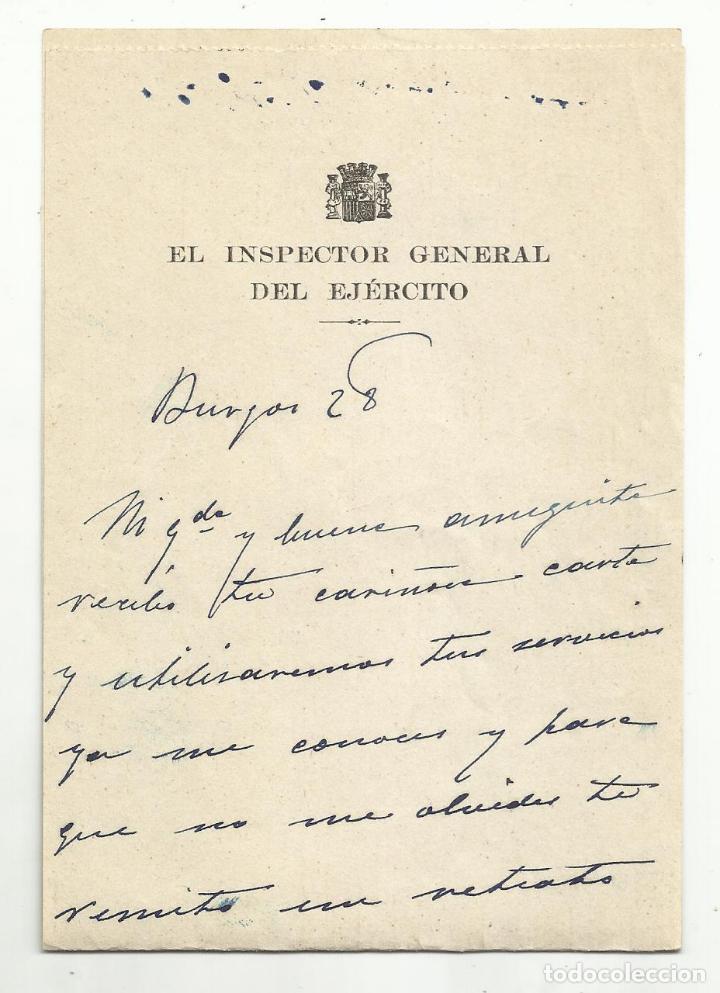 Sellos: circulada y escrita 1936 de inspector general del ejercito a burgos - Foto 1