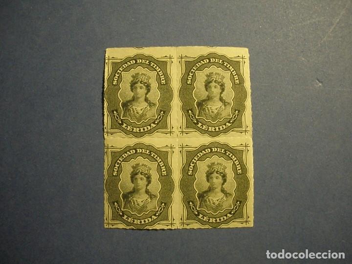 Sellos: LERIDA - SOCIEDAD DEL TIMBRE - BLOQUE DE 4. - Foto 1
