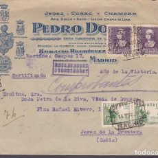 Timbres: HP1-9-GUERRA CIVIL CERTIFICADO PUBLICITARIO DOMEQ MADRID-JEREZ 1939 , CENSURA.. Lote 362365140