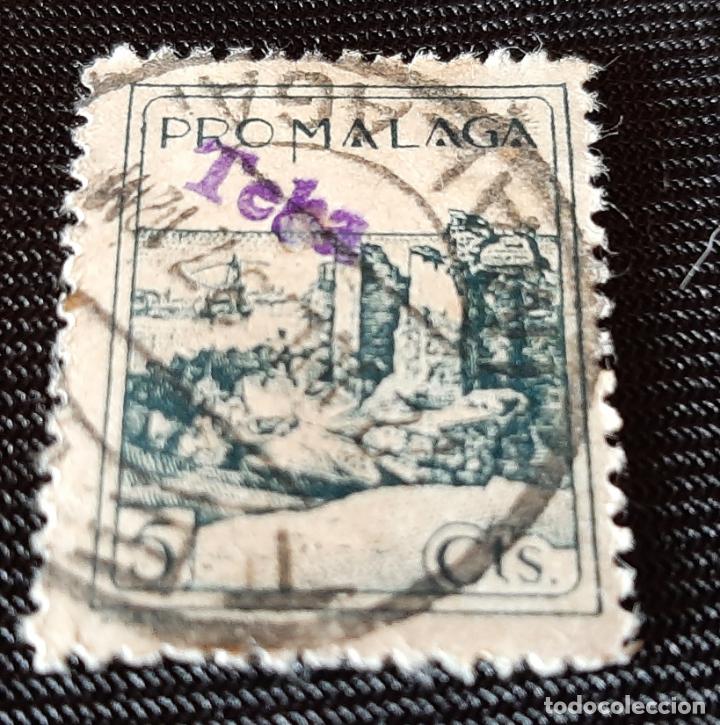 Sellos: PRO MALAGA - SOBRECARGA VIOLETA - TEBA - USADO - Foto 1