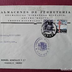 Sellos: CIRCULADA 1938 DE ORENSE A MONDRAGON GUIPUZCOA CON CENSURA MILITAR. Lote 364437576