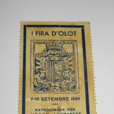 Sellos: VIÑETA I FIRA D'OLOT - 7 - 16 SETEMBRE 1934 - SEÑALES DE USO. Lote 366571606