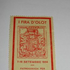 Sellos: VIÑETA I FIRA D'OLOT - 7 - 16 SETEMBRE 1934 - SEÑALES DE USO. Lote 366571651